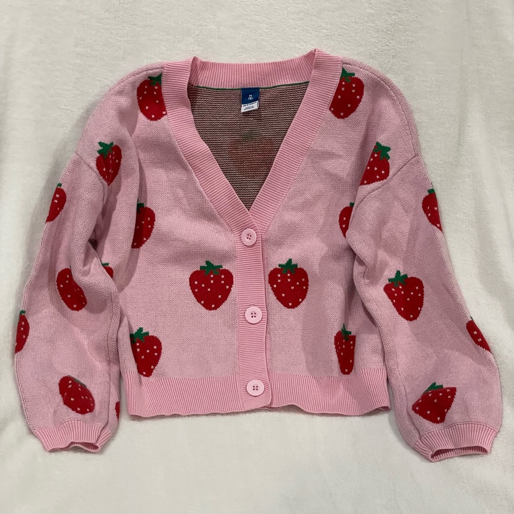 Old Navy Pink Strawberry Cardigan